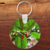 Holly Blätter II Holiday Nature Botanical Schlüsselanhänger (Rückseite)