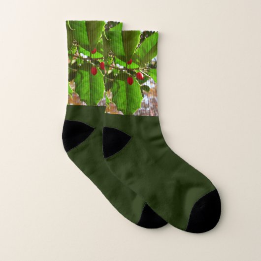 Holly Blätter II Holiday Nature Botanical Socken (Paar)