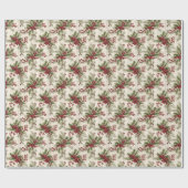 Holly Blätter mit Berries & Pine Christmas Geschenkpapier (Flach)