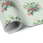 Holly Blätter 'n Berries Geschenkpapier (Rolleneckpunkt)