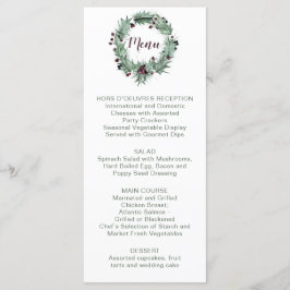 Holly Blätter, Pine, Berries Winterhochzeit Menükarte