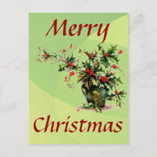 Holly Blätter Postcard Feiertagspostkarte