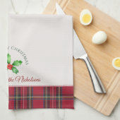 Holly Blätter Red Berries Persönlicher Name Weihna Geschirrtuch (Viertel Falte)