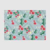Holly Blätter Red Berries Stars Weihnachtsmuster Seidenpapier (Vorderseite)