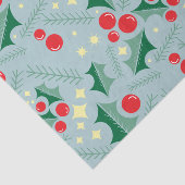 Holly Blätter Red Berries Stars Weihnachtsmuster Seidenpapier (Ausschnitt)