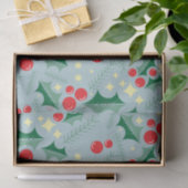 Holly Blätter Red Berries Stars Weihnachtsmuster Seidenpapier (Geschenk)