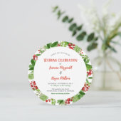 Holly Blätter Red Berry Weihnachtsfest Hochzeit Einladung (Stehend Vorderseite)