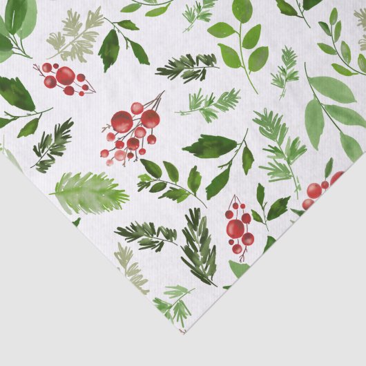 Holly Blätter Red Berry Weihnachtsgeschenk Seidenpapier (Ausschnitt)
