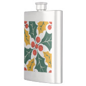 Holly-Blätter Retro-Moderne große Druckmuster Flachmann (Links)