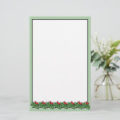 Holly Blätter | Rote Beeren | Feriengeschenk Briefpapier (Stehend Vorderseite)