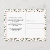 Holly-Blätter, Rote Berries, Mistleton, Candy Cane Postkarte (Rückseite)