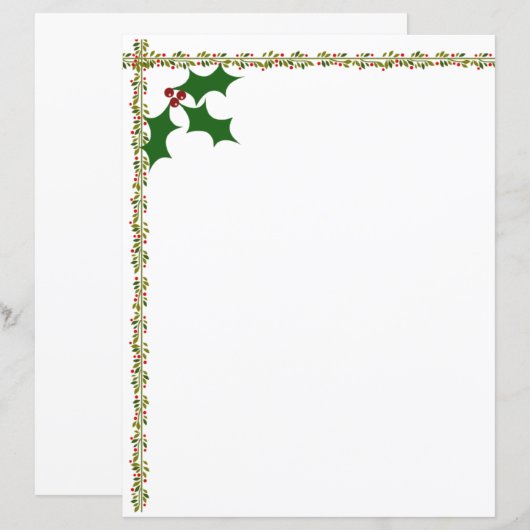 Holly Blätter Stationery (mit Matching-Elementen) (Vorne/Hinten)