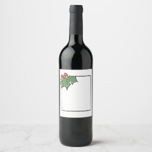 Holly-Blätter und Beeren Feiertagsjubeln Weinetikett