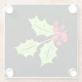 Holly-Blätter und Beeren Glasuntersetzer (Rückseite)