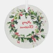 Holly-Blätter und Beeren-Kranz Ornament Aus Glas (Rückseite)