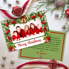 Holly Blätter und Berries Frohe Weihnachten Foto