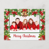 Holly Blätter und Berries Frohe Weihnachten Foto (Vorderseite)