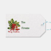 Holly Blätter und Berries Frohe Weihnachten Geschenkanhänger (Vorderseite (Horizontal))