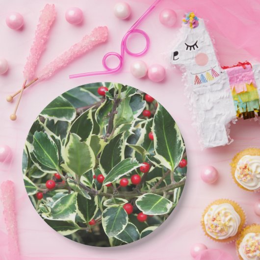 Holly Blätter und Red Berries Holiday Pappteller (Party)