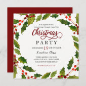Holly Blüh Red Green Party Einladung (Vorne/Hinten)