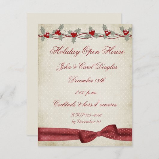 Holly Border Bow Einladung (Vorne/Hinten)