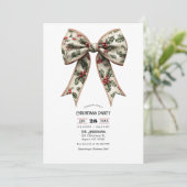 Holly Bow Holiday Weihnachts-Party Einladung (Stehend Vorderseite)