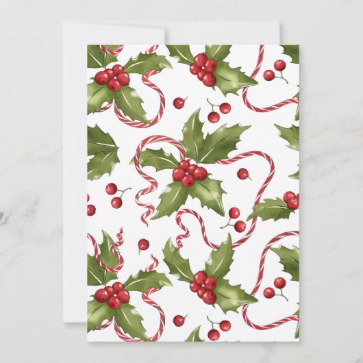 Holly Bow Holiday Weihnachts-Party Einladung (Rückseite)