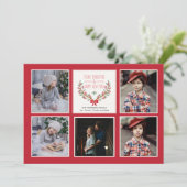 Holly Branches 5 Fotokarte Einladung (Stehend Vorderseite)