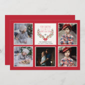 Holly Branches 5 Fotokarte Einladung (Vorne/Hinten)