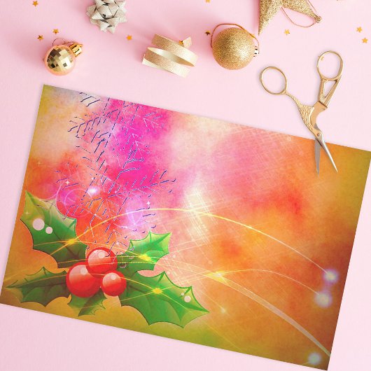 Holly Branches mit Red Berries Dreamy Weihnachten Seidenpapier
