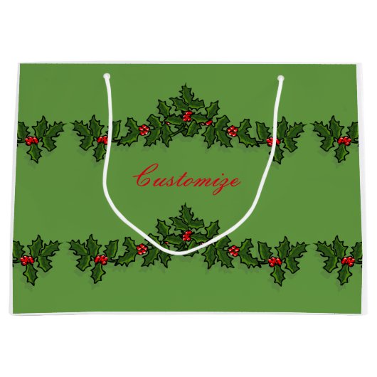 Holly Branches Thunder_Cove Große Geschenktüte (Vorderseite)