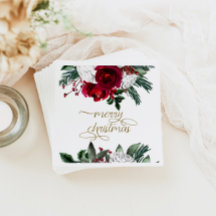 HOLLY Burgundy Gold Floral Frohe Weihnachten