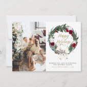 HOLLY Burgundy Pine Foto Weihnachtskarte Einladung (Vorderseite)
