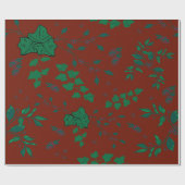 Holly&Burgundy Red Christmas Wrapping Paper Geschenkpapier (Flach)