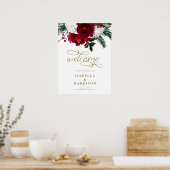 HOLLY Burgundy Weihnachtsfeier Begrüßung Poster (Küche)