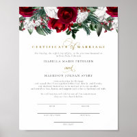 HOLLY Burgundy Winter Floral Ehezertifikat