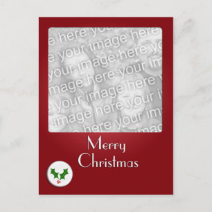 Holly Button Christmas Foto Template Feiertagspostkarte