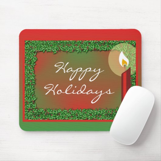 Holly & Candle Mouse Mousepad (Mit Mouse)