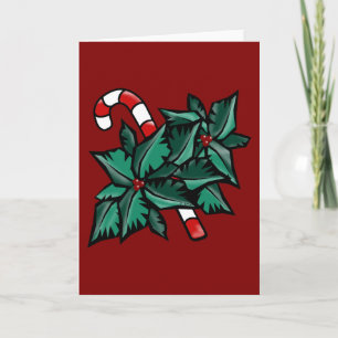 Holly & Candy Cane Feiertagskarte