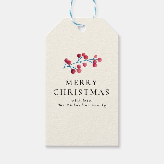 Holly Cherry Frohe Weihnachtsfamilie Personalisier Geschenkanhänger (Vorderseite)