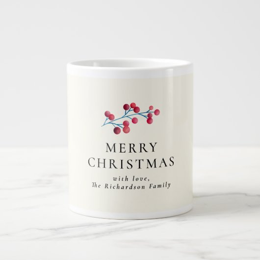Holly cherry fröhlicher Weihnachtsname personalisi Jumbo-Tasse (Vorderseite)