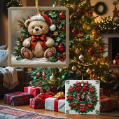 Holly Christmas Bear individuell anpassbar Keramikornament
