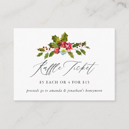 Holly Christmas Brautparty Raffle Ticket Begleitkarte (Vorderseite)