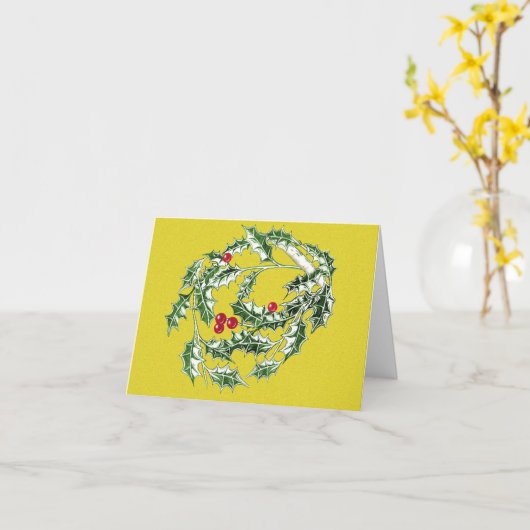 Holly Christmas Card Karte (Gelbe Blume)