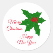 Holly Christmas Classic Round Sticker (Vorderseite)