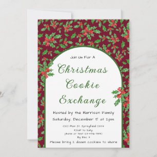 Holly Christmas Cookie Exchange Red und Green Einladung