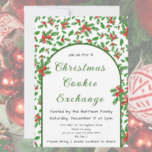 Holly Christmas Cookie Exchange Red und Green Einladung