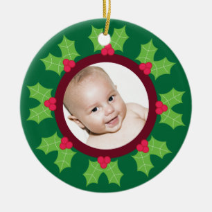 Holly Christmas Foto Keramik Ornament