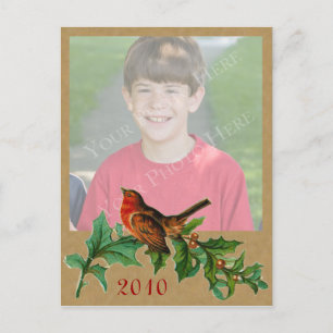 Holly Christmas Foto Postcard Feiertagspostkarte