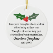 Holly Christmas Memorial Personalisiertes Foto Keramik Ornament (Vorne)